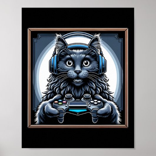 Headphone Video Game Nebelung Cat Gaming Poster (Vorne)