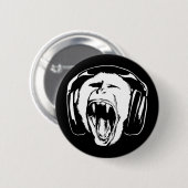 Headphones Monkey Music Lover Button (Vorne & Hinten)