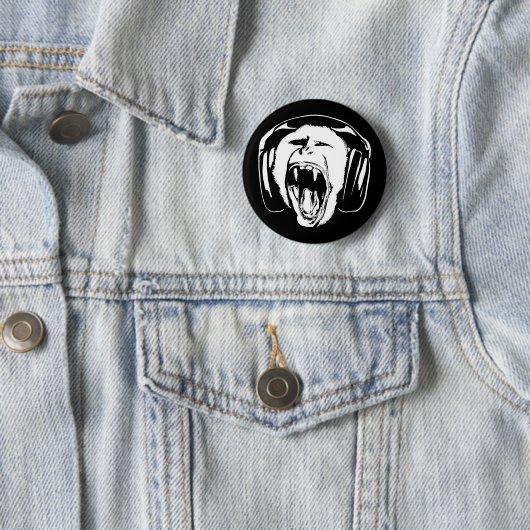 Headphones Monkey Music Lover Button (Beispiel)