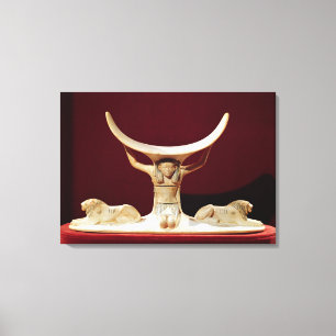 Headrest mit Shu, dem ägyptischen Gott der Luft Leinwanddruck