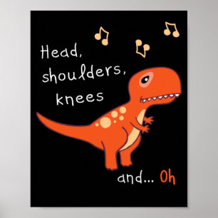 Heads Schulter Knees TRex Dinosaur Cartoon Spaß Poster