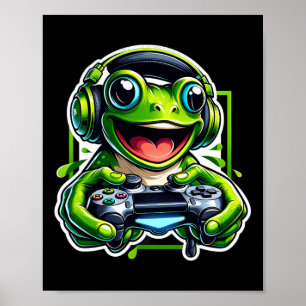 Headset Videospiel Frosch Gaming Poster