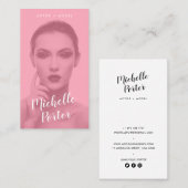 Headshot-Foto der Schauspielmodelle Modernes Rosa Visitenkarte (Vorne/Hinten)