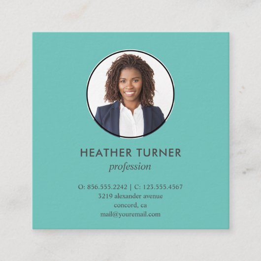 Headshot Foto QR CODE oder Logo Beruflich AQUAMARI Quadratische Visitenkarte (Vorderseite)