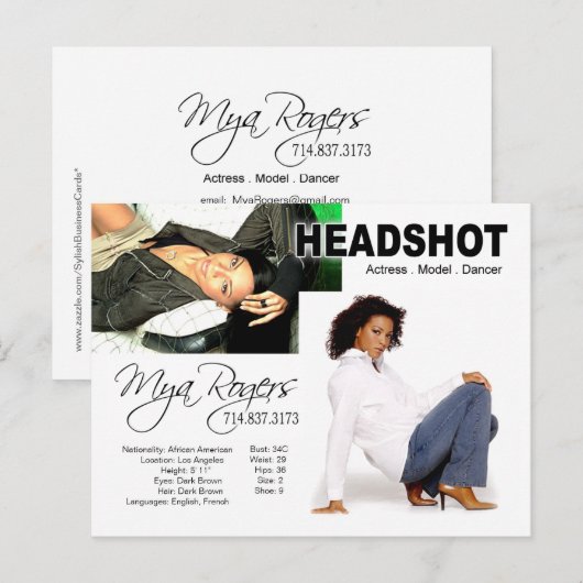 Headshot für Modell | Schauspieler Postkarte (Vorne/Hinten)