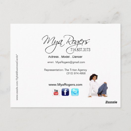 Headshot für Modell | Schauspieler Postkarte (Rückseite)