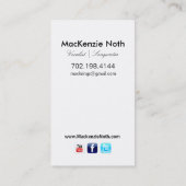 Headshot für Sänger-Texter und Komponist-Sänger Visitenkarte (Rückseite)