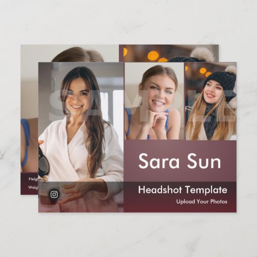 Headshot-Schauspieler und Modell 2-seitig Comp Postkarte (Vorne/Hinten)