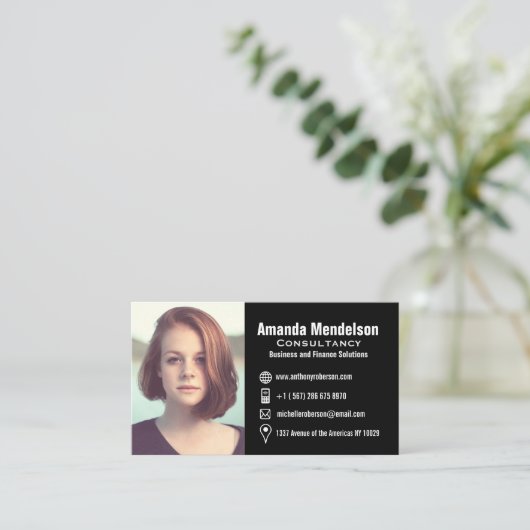 Headshot und Symbole Visitenkarte (Stehend Vorderseite)