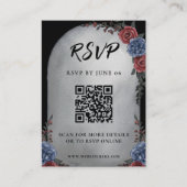 Headstone Floral Gothic Wedding QR Code RSVP Begleitkarte (Vorderseite)
