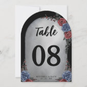 Headstone Floral Gothic Wedding Table Number Einladung (Vorderseite)