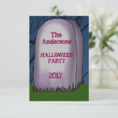 Headstone Halloween-Party Einladung (Stehend Vorderseite)