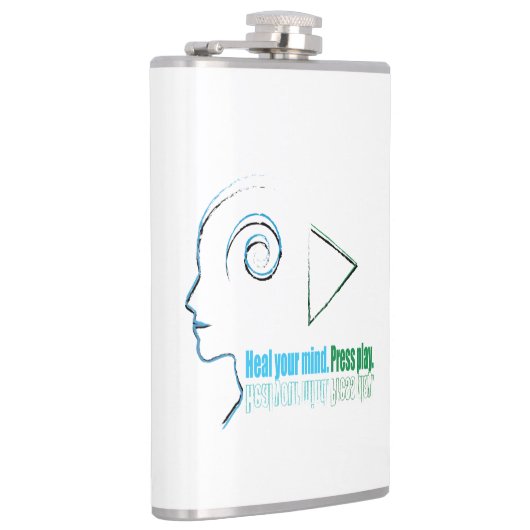 Heal your mind. Press play Flachmann (Rechts)