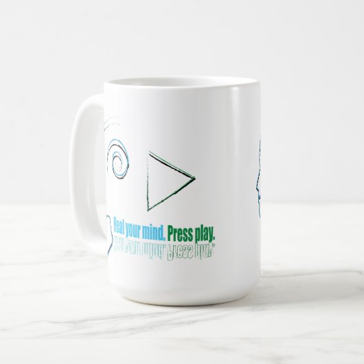 Heal your mind. Press play Kaffeetasse (Vorderseite Links)