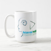 Heal your mind. Press play Kaffeetasse (Links)