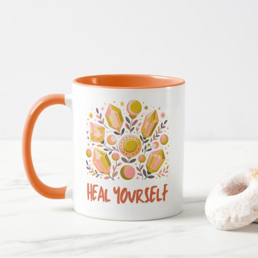Heal Yourself Combo Mug - Celestial Crystal Set Tasse (Mit Donut)