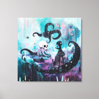 Healer Octopus Magical Hexchy Goth AI Art Leinwanddruck