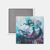 Healer Octopus Magical Hexchy Goth AI Art Magnet (Vorderseite/Rückseite)