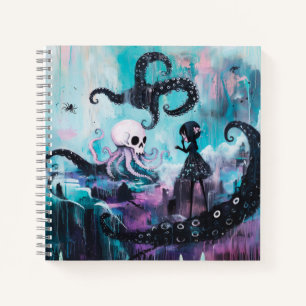 Healer Octopus Magical Hexchy Goth AI Art Notizblock