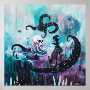 Healer Octopus Witchy Goth AI Art Matte Value Poster