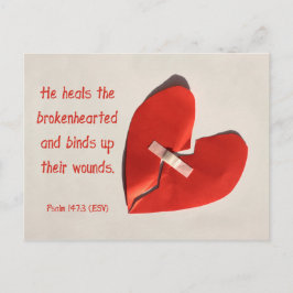 Healer of Broken Hearts Psalm 147:3 Bibelkunst Postkarte
