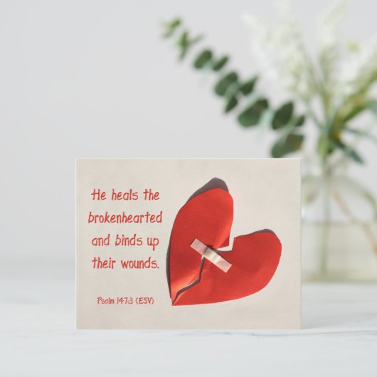 Healer of Broken Hearts Psalm 147:3 Bibelkunst Postkarte (Stehend Vorderseite)