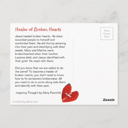Healer of Broken Hearts Psalm 147:3 Bibelkunst Postkarte (Rückseite)