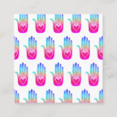 Healing Händen Hearts Hamsa farbiges Muster Quadratische Visitenkarte (Vorderseite)