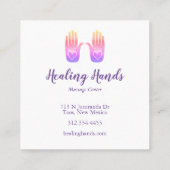 Healing Händen Hearts Hamsa farbiges Muster Quadratische Visitenkarte (Rückseite)