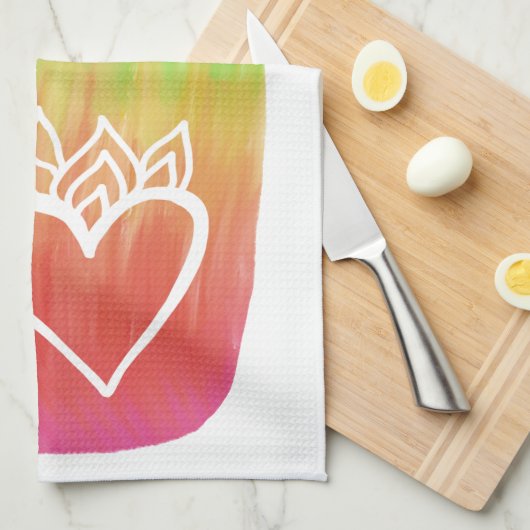 Healing Hands Hamsa Hearts Palm Rainbow Geschirrtuch (Viertel Falte)