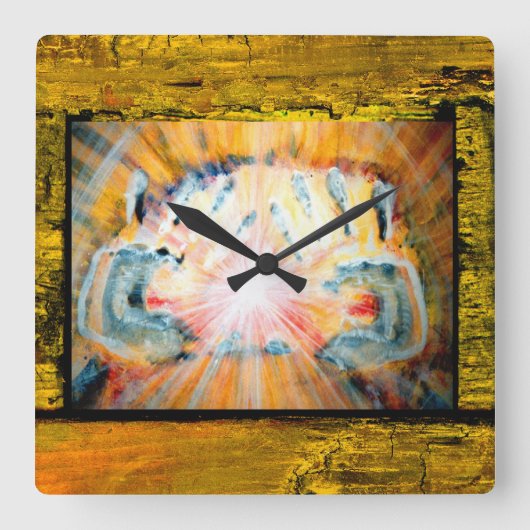 Healing Hands Quadratische Wanduhr (Vorderseite)