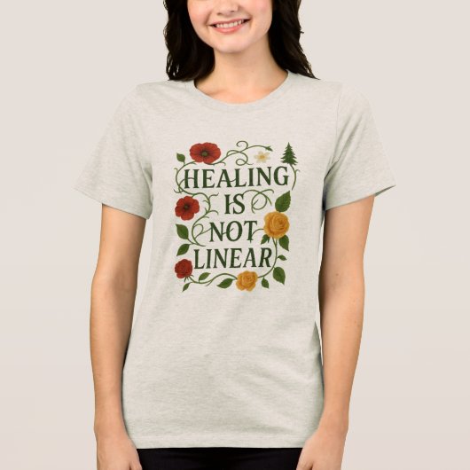 Healing Is Not Linear - Botanical Self-Growth Tee (Vorderseite)