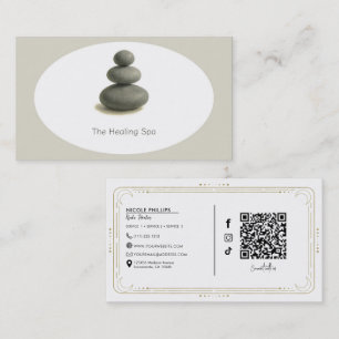 Healing Spa 3 Steine Grau & Beige Modern Visitenkarte