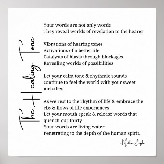 Healing Tone Sound Poem Poster Wand Art Dekoration (Vorne)