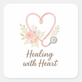 Healing with Heart Quadratischer Aufkleber