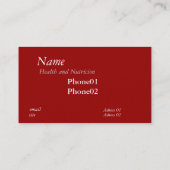 Health and Nutrcion Visitenkarte (Rückseite)