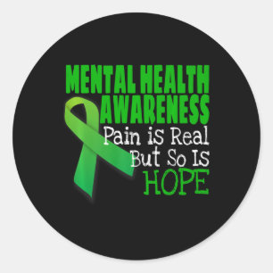 Health Awareness Mental Health Ribbon Runder Aufkleber