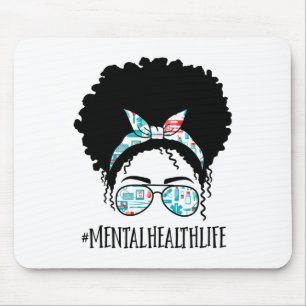 Health Black Afro Messy Bun Crew Afry American Mousepad