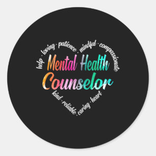 Health Counselor Heart Word Cloud Watercolor Rainb Runder Aufkleber