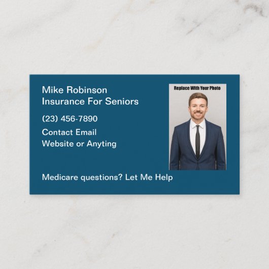 Health Insurance Agent Business Cards Foto Style Visitenkarte (Vorderseite)