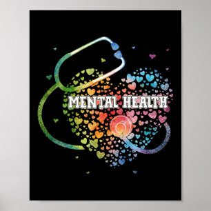 Health Nurcol Watercol Liebe Heart Scrub Stethosco Poster