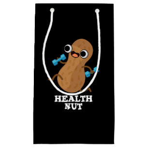 Health Nut Funny Exercure Peanut Pun Dark BG Kleine Geschenktüte