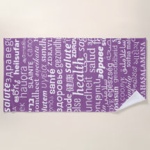 Health Text Lila Beach Handtuch oder Farbauswahl