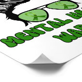 Health Warrior Messy Bun Groovy Leopard Green Ribb Poster (Ecke)