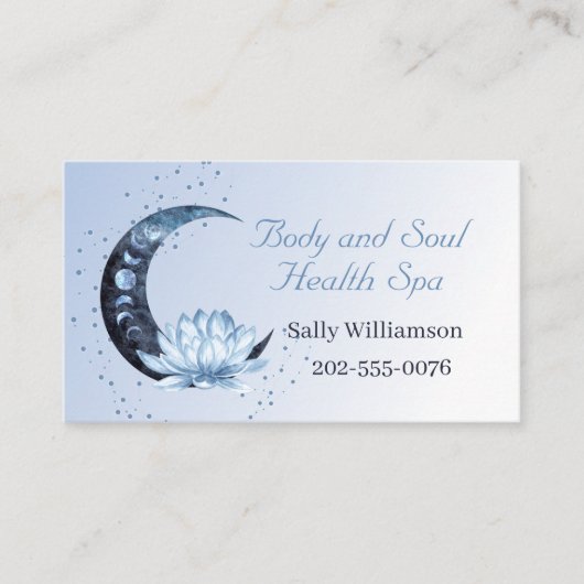 Health Wellness-Center Blue Lotus Blume Moon Visitenkarte (Vorderseite)