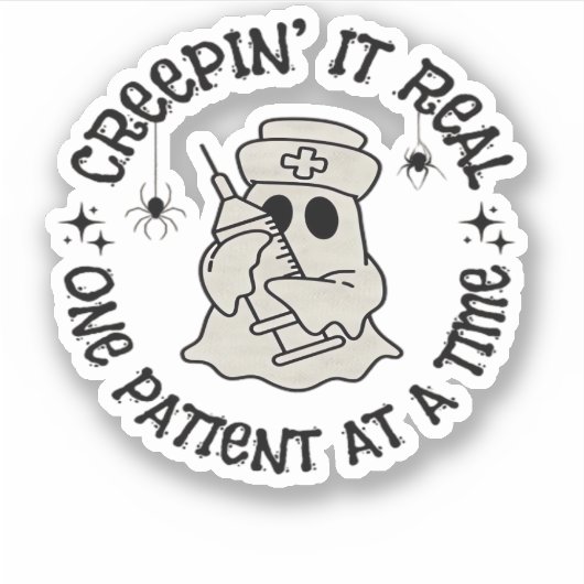 Healthcare Halloween, Creeping It Real One Patient Aufkleber (Vorderseite)