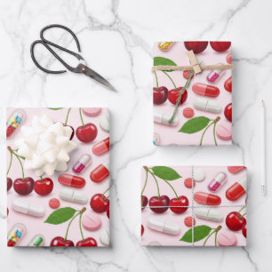 Healthcare & Pharmacy Cherry Pink Kapsel Geschenkpapier Set