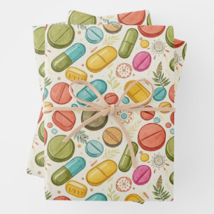 Healthcare & Pharmacy Colorful Boho Kapsel Geschenkpapier Set