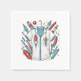 Healthcare Themed Napkins - Syringe & Vial Serviette
