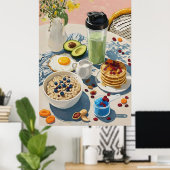 Healthy Breakfast gym Food Kitchen Pancakes Cozy Poster (Heimbüro)